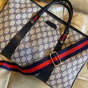 Large Authentic Gucci Travel Bag Duffel GG Sherry Supreme Web Vintage